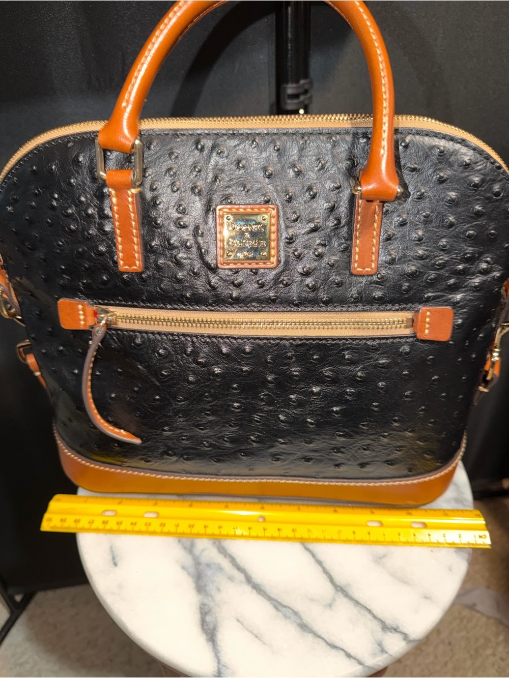Dooney & Bourke Black Satchel with Brown Trim - Picture 4 of 8